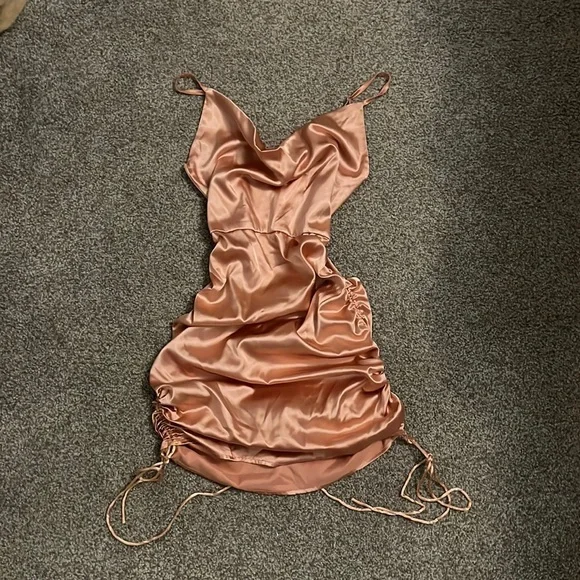 SHEIN | Dresses | Rose Gold Silk Mini Dress | Poshmark